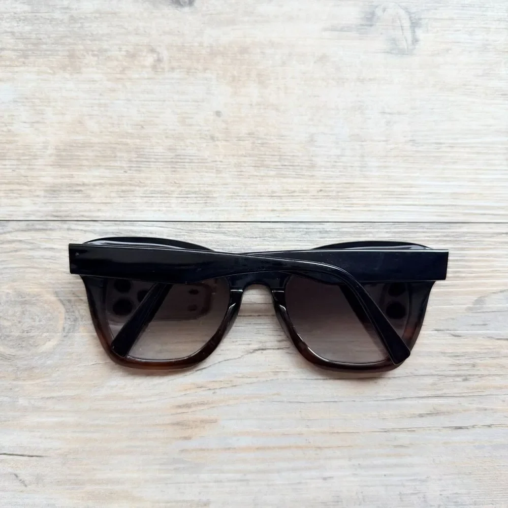 Warby Parker Augusta W 261 Oversized Cat Eye Sunglasses Black Brown Ombre